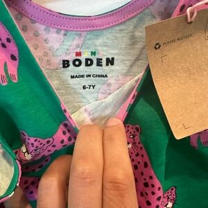 NWT Mini Boden Dress, pink cheetas size 6-7.
